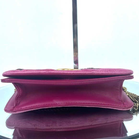 GUCCI GG MARMONT VELVET MINI FLAP BAG FUSHIA AND DIANA CHANEL FLAP BAG BUNDLE - Picture 6 of 9